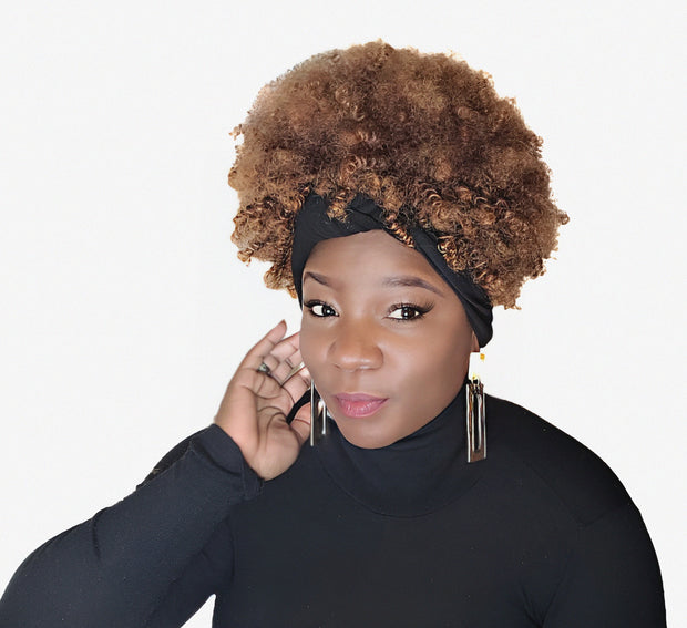 4/30 Afro Wig Kap w/ Black Band