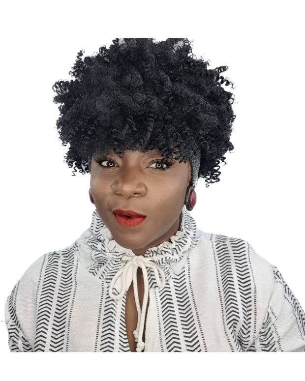 1b Afro Wig Kap w/ Bang