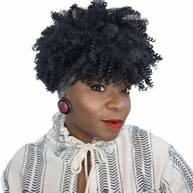 1b Afro Wig Kap w/ Bang
