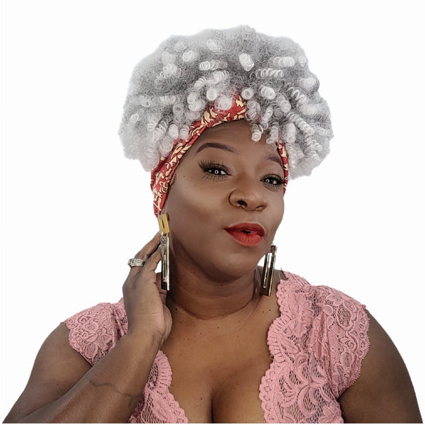 1b/60B Afro Wig Kap w/ Red Band